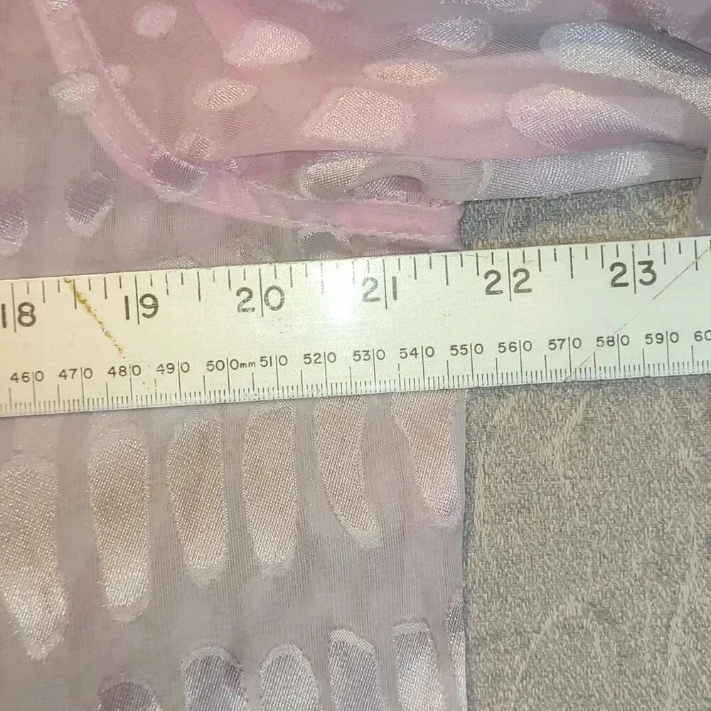 Tan Jay Women's Petite Pink Sheer Long  Sleeve Button Down Blouse Size 12P - Picture 8 of 10